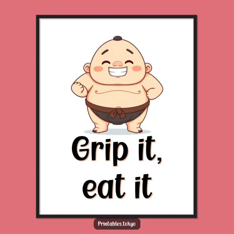 Funny Sumo Champion Poster: Bold Wrestler Art, Hilarious Wall Decor