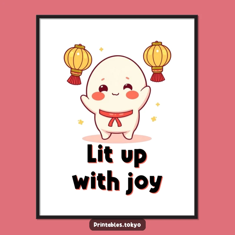 Funny Mochi Poster: Cheerful Juggler Art - Playful Lantern Decor