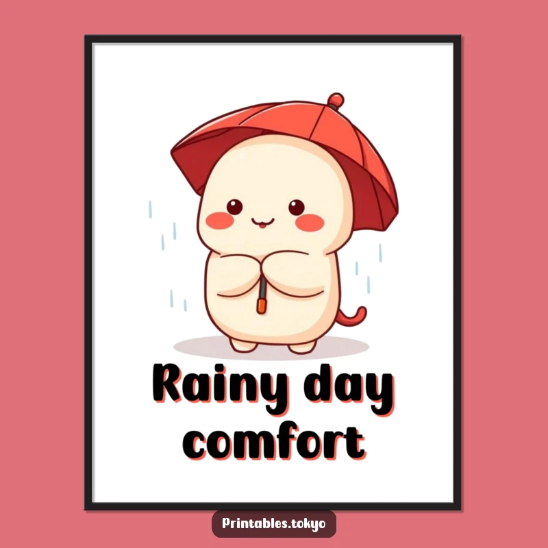 Funny Dumpling Umbrella Poster: Cute Rainy Day Art, Cool Funny Gift!