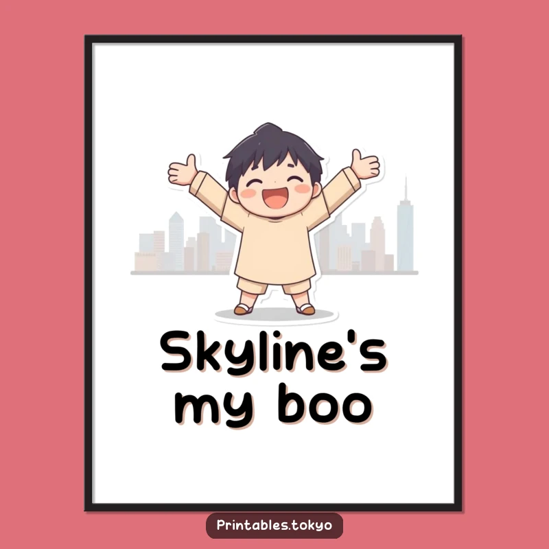 Joyful City Embrace Poster: Artistic Skyline Celebration!