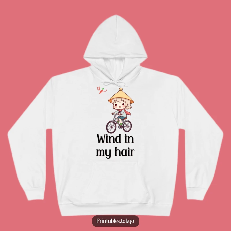 Cozy Funny Japanese Hat Hoodie - Cute Character Bicycle Rider Warm Gift