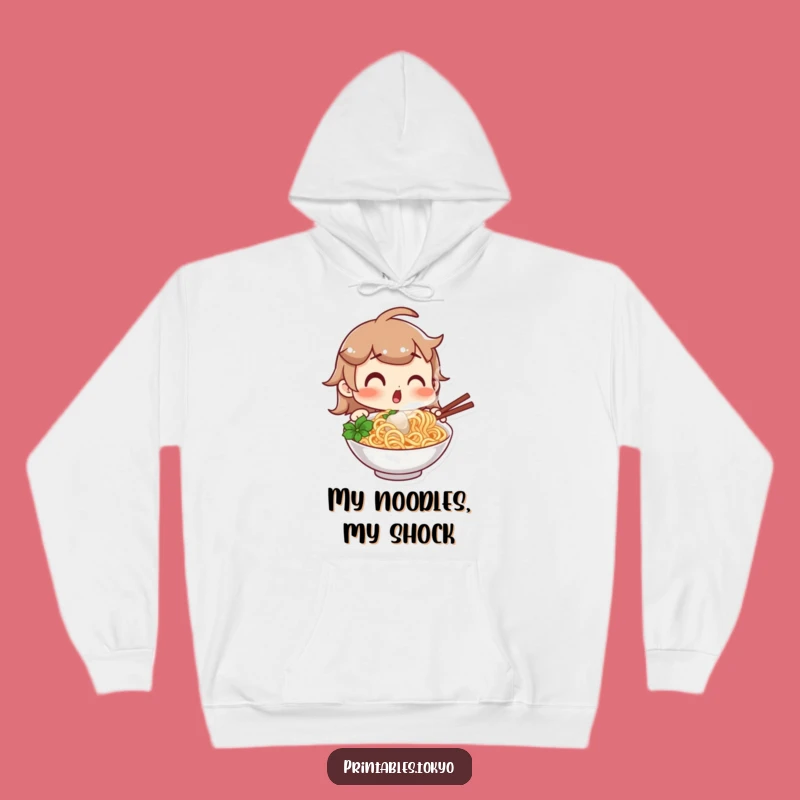 Cozy Funny Noodle Hoodie: Stay Warm with Surprised Foodie Vibes