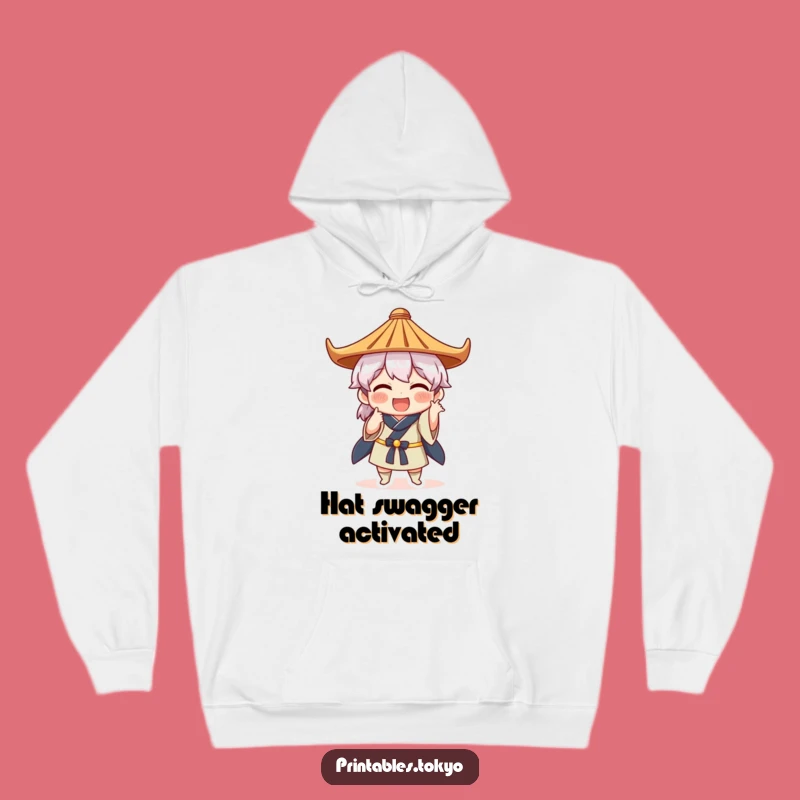 Funny Japanese Hat Pose Hoodie - Cozy Character Sweatshirt - Warm Cultural Funny Gift