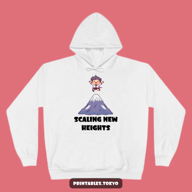 Funny Mount Fuji Joy Leap Hoodie: Cozy & Humorous Adventure Sweatshirt - Gift!