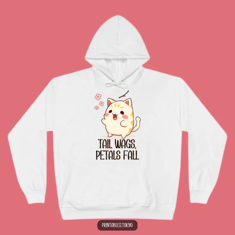 Funny Taiyaki Hoodie: Comical Fish Cake Surprise Under Blossom - Cozy Joke Gift