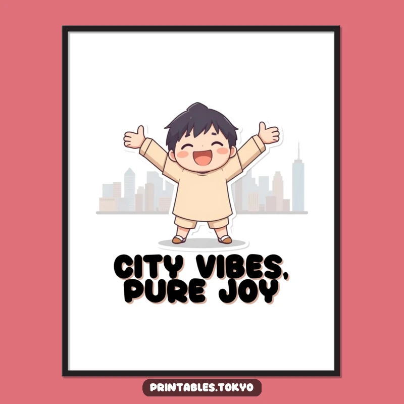 Free Printable Wall Art: Joyful City Embrace Downloadable Decor, Urban Silhouette Art