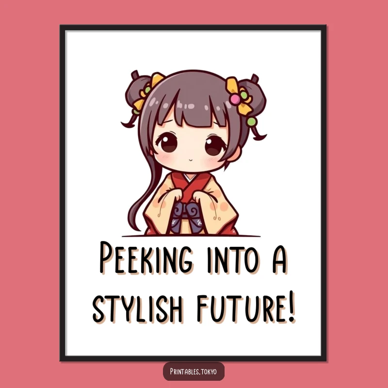 Free Printable Wall Art: Cute Kimono Character - Adorable Downloadable Decor