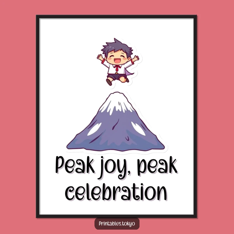 Free Printable Wall Art: Joyful Fuji Leap Character Funny Downloadable Home Decor
