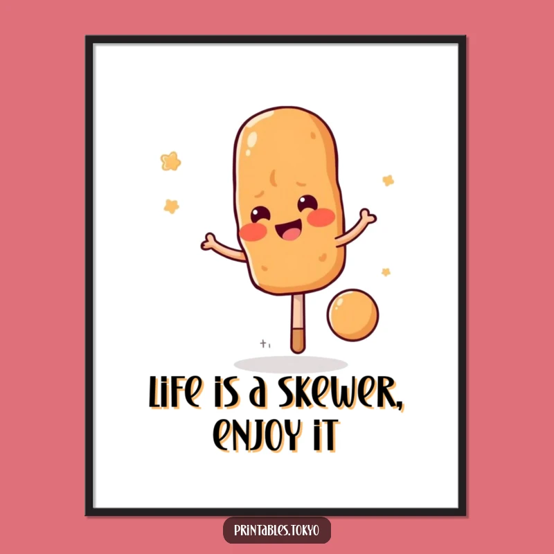 Free Printable Yakitori Wall Art: Funny Bouncing Skewer Decor, Downloadable Humorous Gift