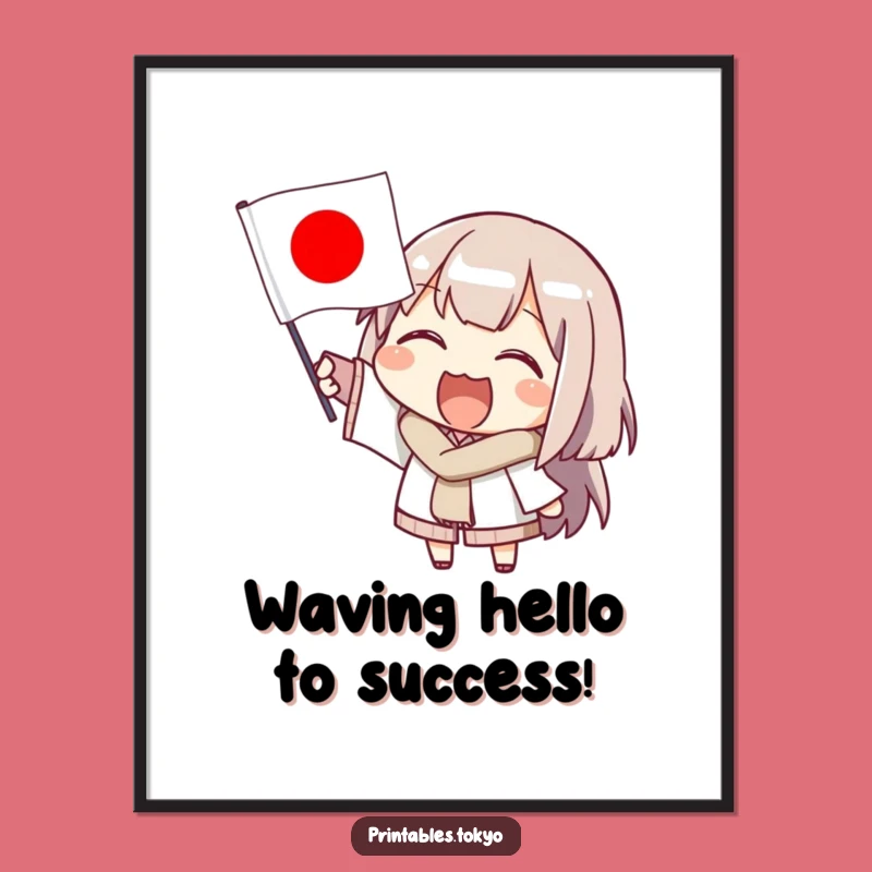 Funny Free Printable Wall Art: Cheerful Waving Flag Character Decor - Downloadable Art