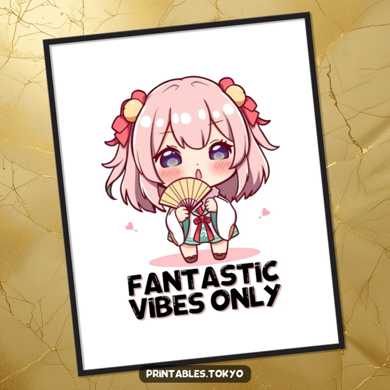 Funny Free Printable Wall Art featuring a character playfully gesturing with a tiny fan, adding a cool and humorous vibe to any room.