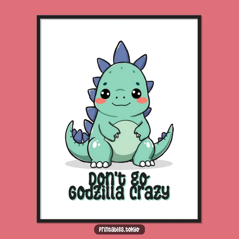 Funny Free Printable Wall Art: Godzilla Surprise Character, Whimsical Downloadable Art