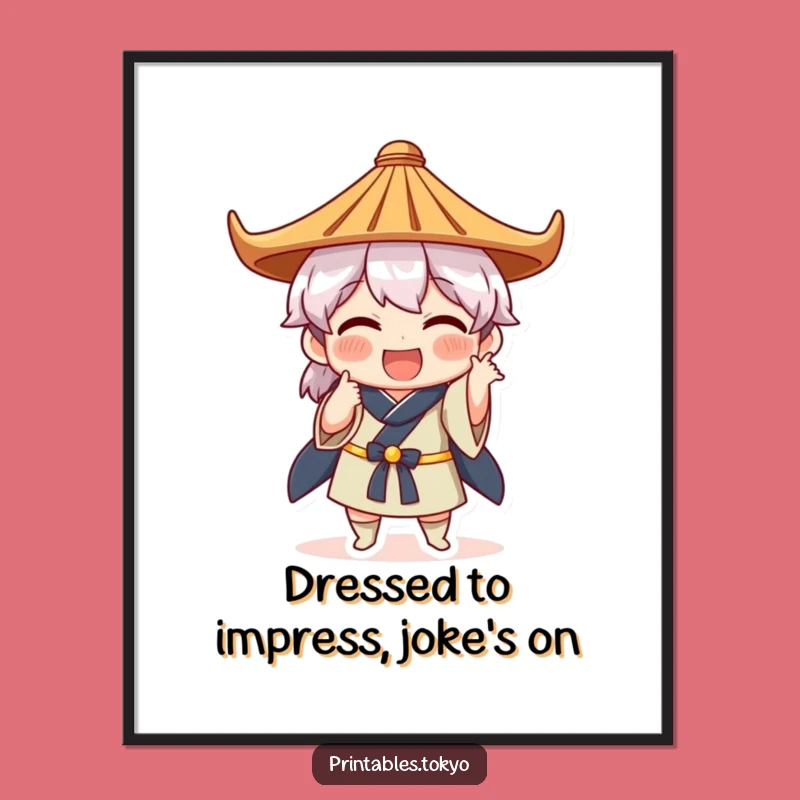 Funny Free Printable Wall Art: Hat Pose Character, Quirky Downloadable Decor!