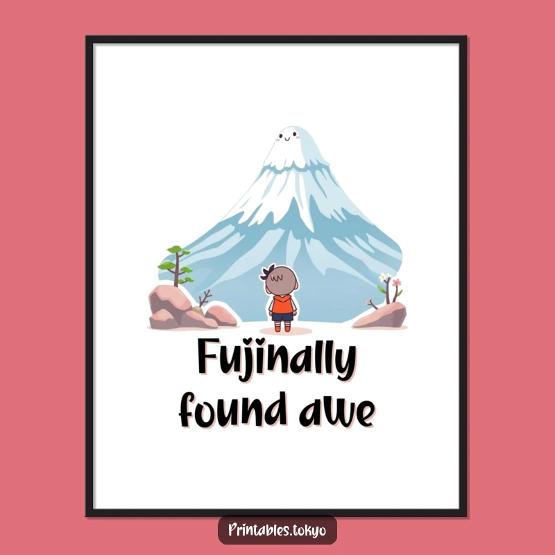 Funny Free Printable Wall Art: Mount Fuji Wonder Character, Majestic Downloadable Decor!