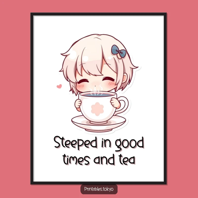 Funny Free Printable Wall Art: Character Sips Tea - Charming Downloadable Decor