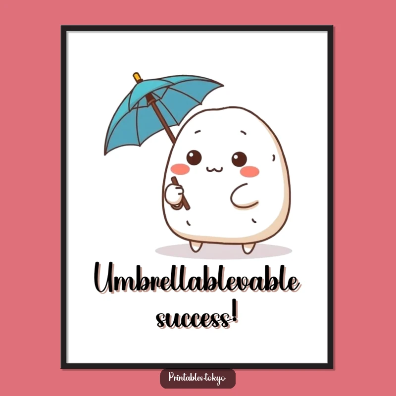 Free Printable Wall Art: Determined Onigiri Umbrella - Funny Downloadable Decor
