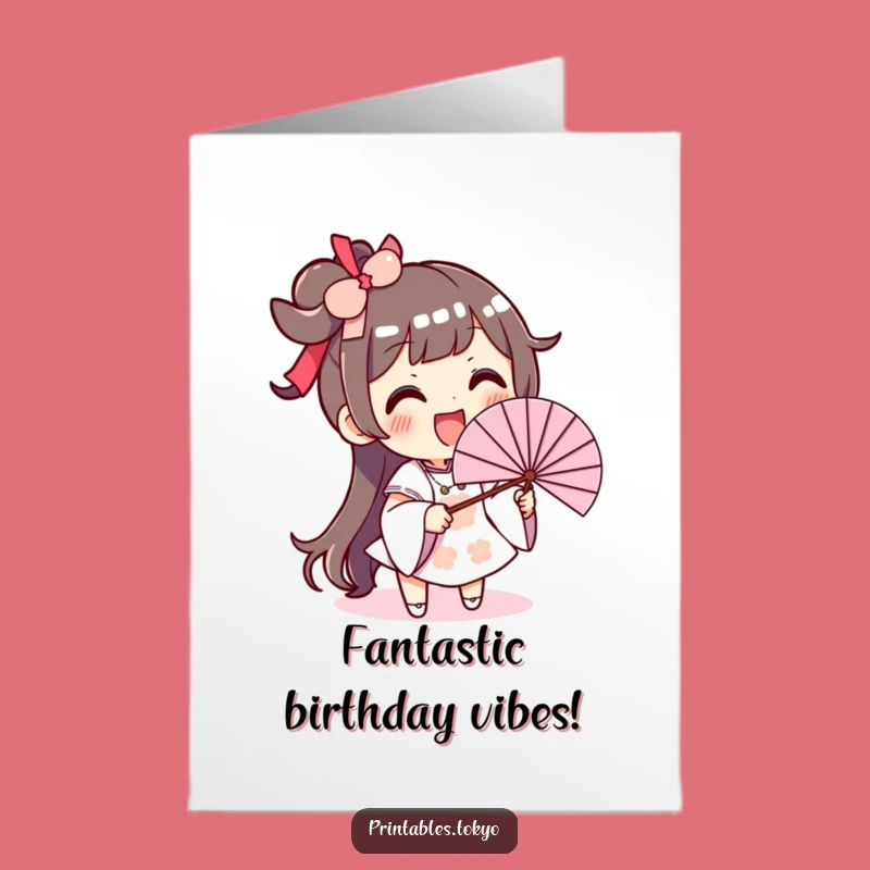 Free Printable Birthday Card: Waving Fan Funny Downloadable Gift for a Cool Celebration