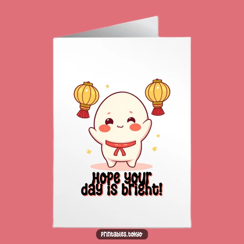 Free Printable Birthday Card: Mochi Juggling Lanterns, Funny Downloadable Gift