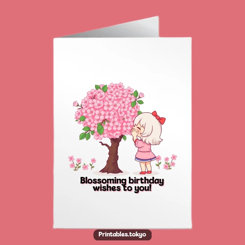 Free Printable Birthday Card: Pixel Blossom Admirer - Unique Downloadable Gift!