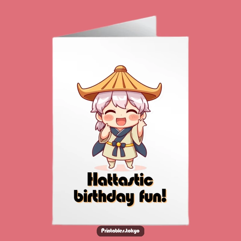 Free Printable Birthday Card: Funny Hat Pose Character, Humorous Downloadable Gift!