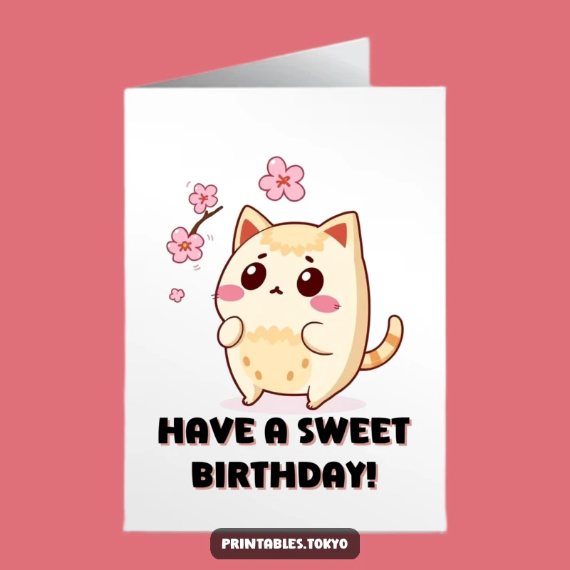 Free Printable Taiyaki Birthday Card: Funny Fish Cake Downloadable Gift