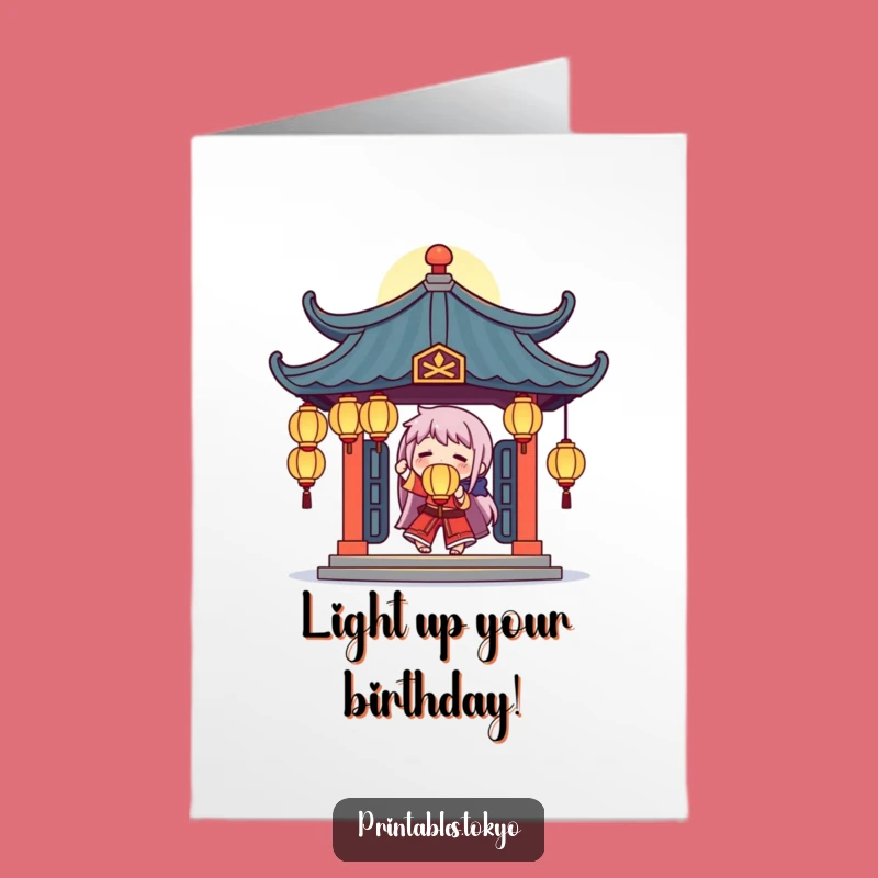 Free Printable Birthday Card: Juggling Lanterns Funny Downloadable Gift for a Bright Day
