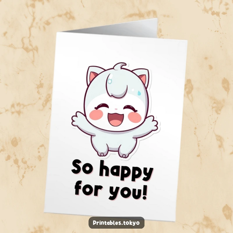 Funny Free Printable Congratulations Card: Character delivering a sincere and wide-grinned bow to honor a significant accomplishment.