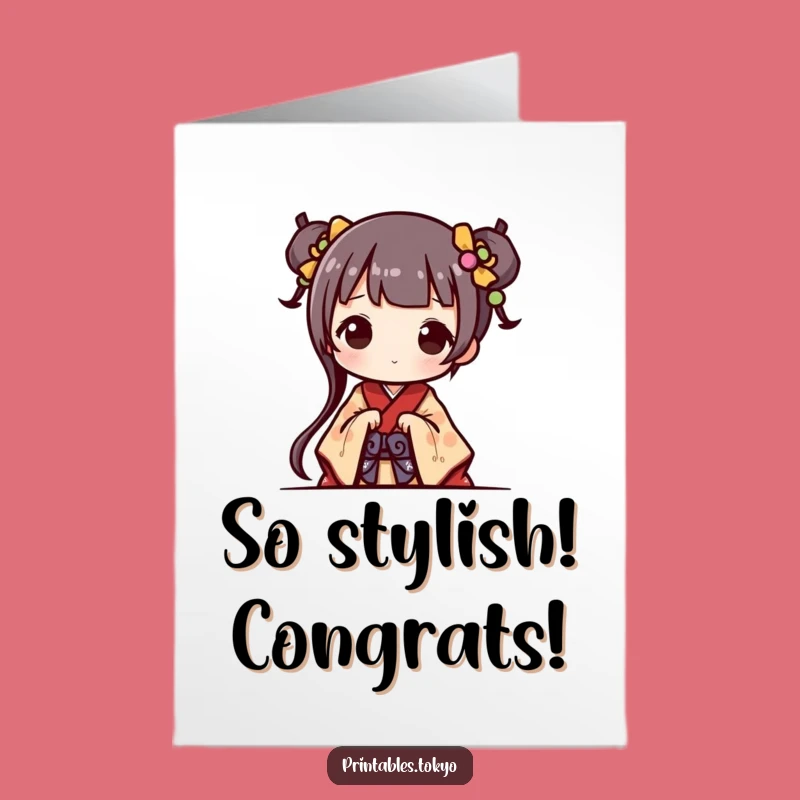 Free Printable Congrats Card: Kimono Surprise - Funny Downloadable