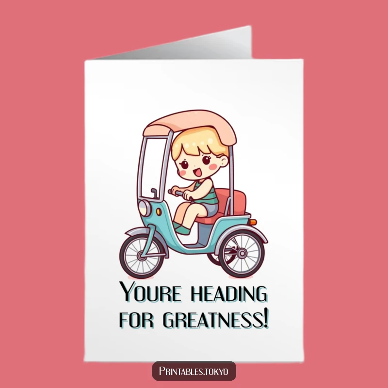 Free Printable Congrats Card: Rickshaw Journey - Humorous Success Downloadable Gift