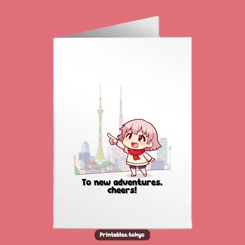 Free Printable Congrats Card: Tokyo Skyline Point, Funny Downloadable Gift for Big Achievements