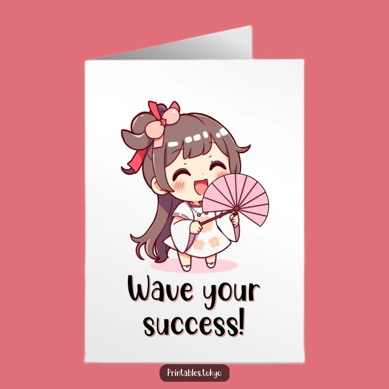 Free Printable Congrats Card: Waving Fan Funny Downloadable Gift of Enthusiasm