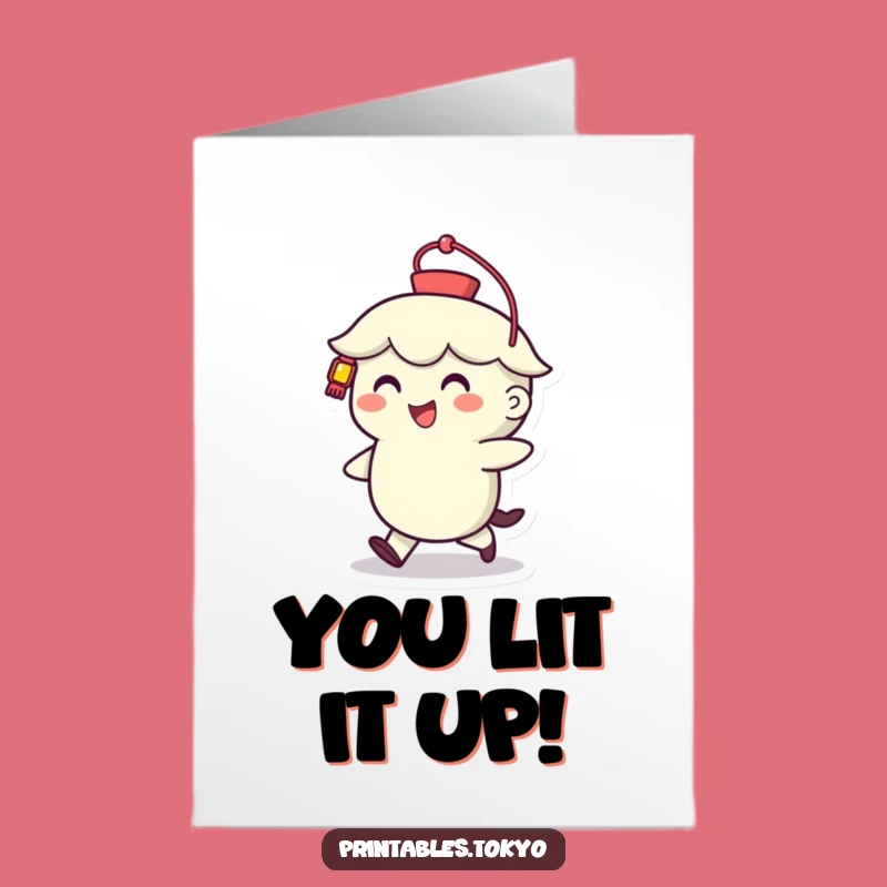 Free Printable Congratulations Card: Happy Lantern Character Funny Downloadable Gift