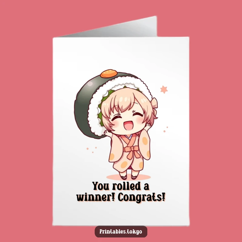 Joyful Free Printable Kimono Sushi Congrats Card: Feast & Celebrate, Downloadable!