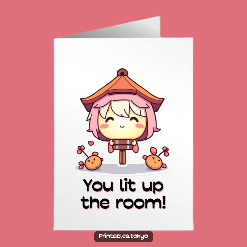 Free Printable Congrats Card: Lantern Peek Character, Humorous Downloadable Gift for Success