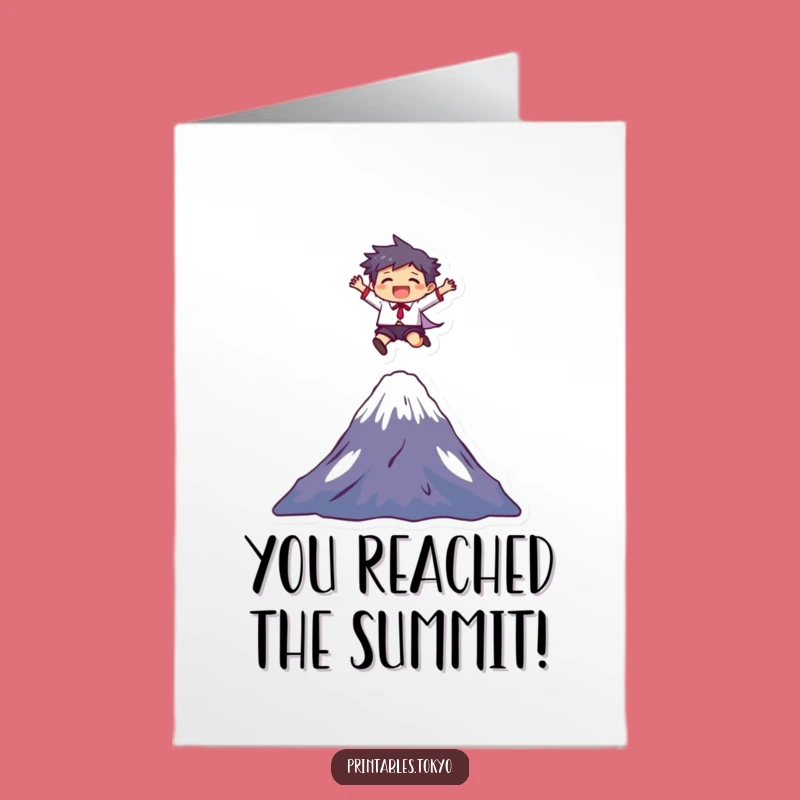 Free Printable Congrats Card: Joyful Fuji Leap Character Funny Downloadable