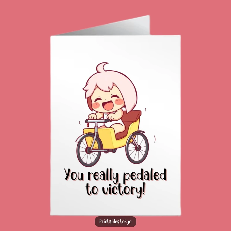Free Printable Congrats Card: Giggling Rickshaw Racer - Celebrate Success with High-Speed Joy!
