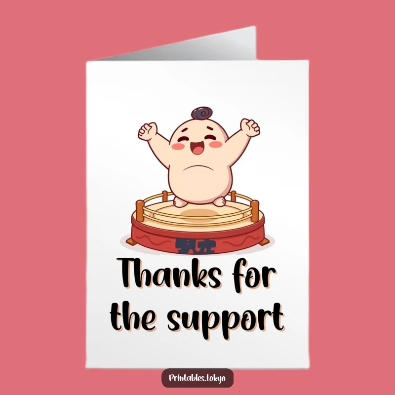 Free Printable Thank You Card: Bouncing Sumo, Grateful Downloadable Gift