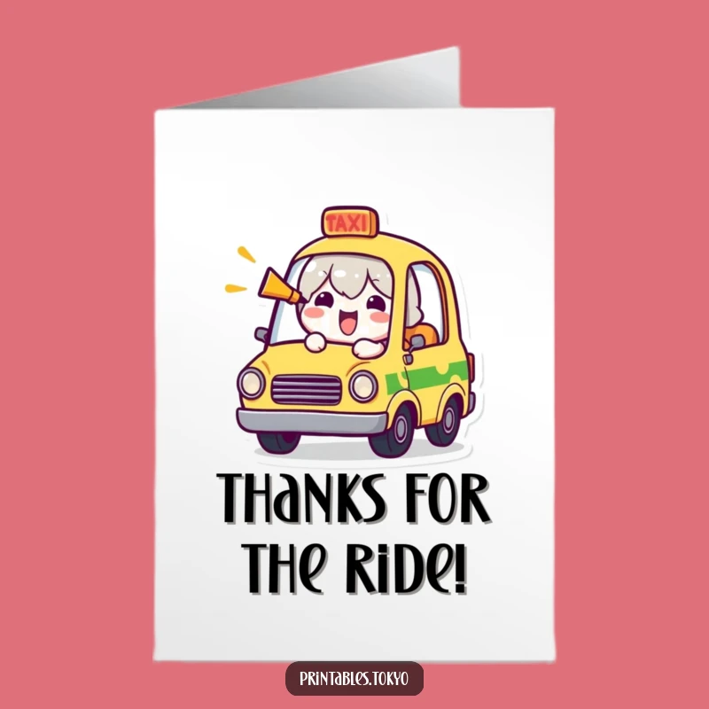 Free Printable Thank You Card: Cheerful Taxi Honk Funny Downloadable Gift