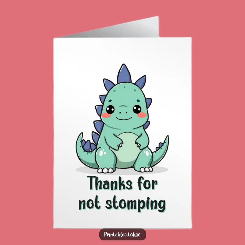 Free Printable Thank You Card: Godzilla Surprise, Grateful Downloadable Gift