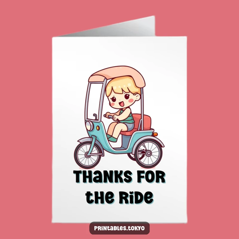 Free Printable Thank You Card: Rickshaw Gratitude Ride - Humorous Appreciation Gift