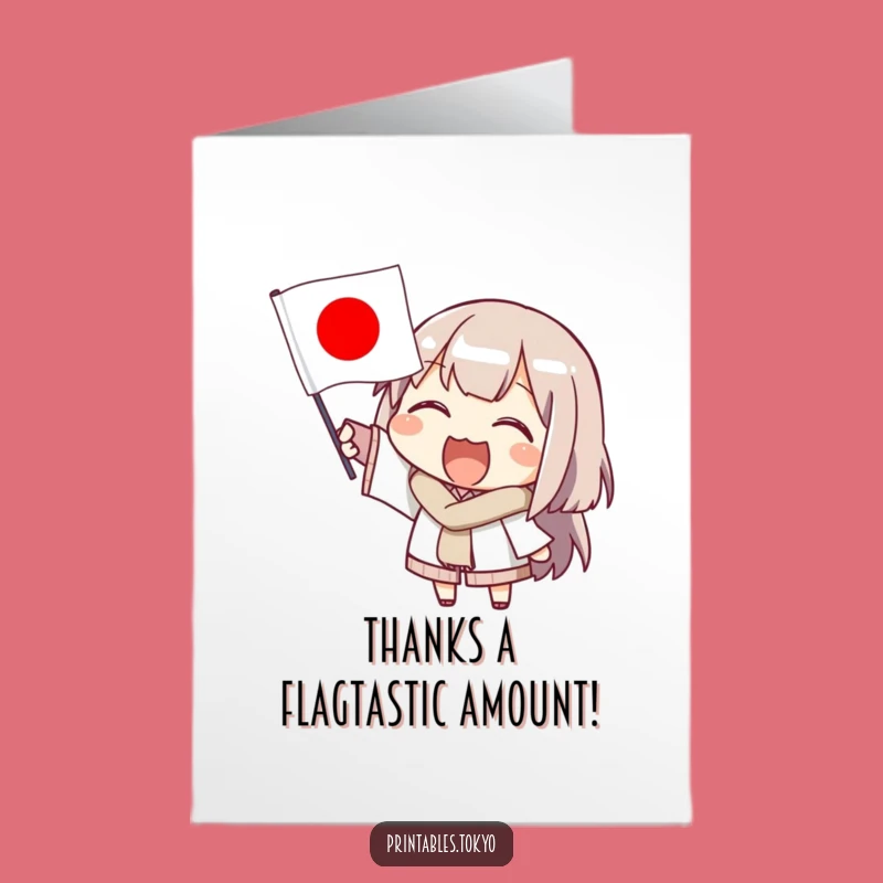 Free Printable Thank You Card: Waving Flag Character - Heartfelt Downloadable Gift