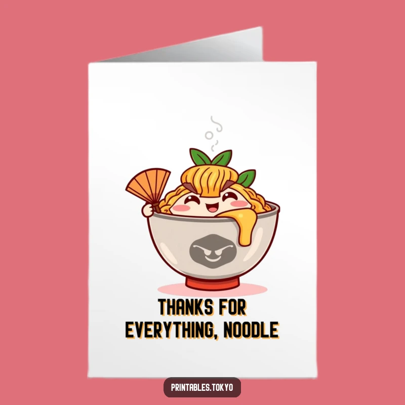 Free Printable Ramen Thank You Card: Funny Noodle Lover Downloadable Gift