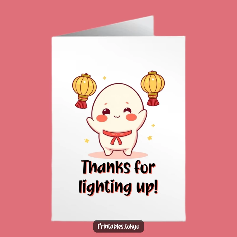 Free Printable Thank You Card: Mochi Juggling Lights, Funny Downloadable