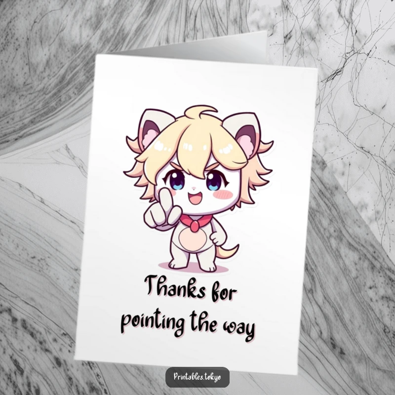 Funny Free Printable Thank You Card featuring a determined character smiling and pointing forward, conveying focused and heartfelt thanks.