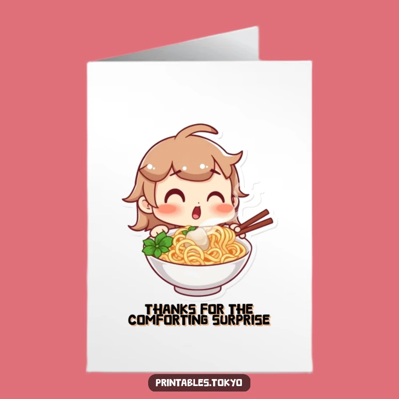 Free Printable Thank You Noodle Card: Grateful Surprise Downloadable Gift