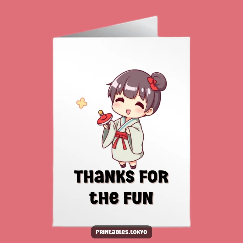 Free Printable Thanks Yukata Card: Funny Japanese Toy Downloadable Gift of Gratitude