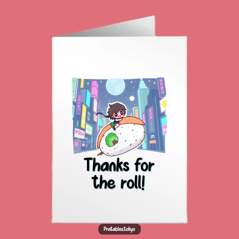 Free Printable Thank You Card: Sushi Ride Funny Downloadable Gift of Gratitude