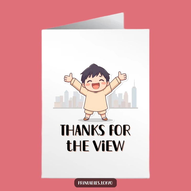 Free Printable Thanks City Embrace Card: Joyful Downloadable Gift of Gratitude