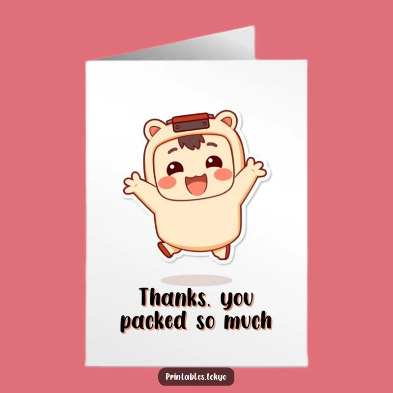 Free Printable Thank You Card: Bento Box Character Funny Downloadable Gift