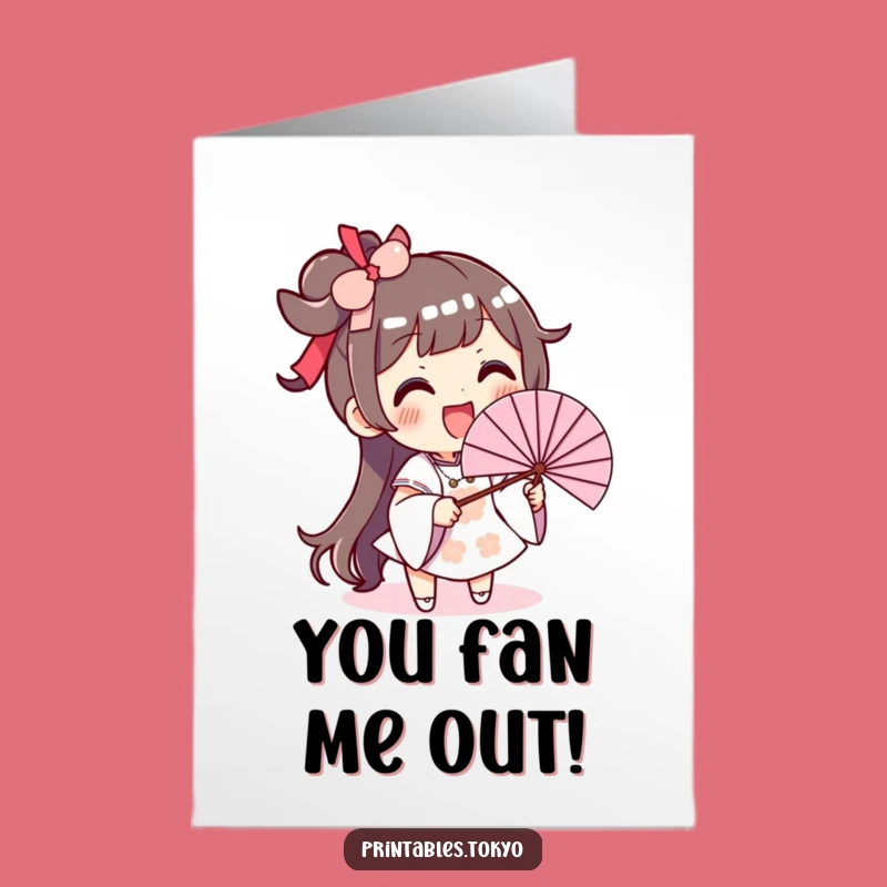 Free Printable Thank You Card: Waving Fan Funny Downloadable Gift of Appreciation